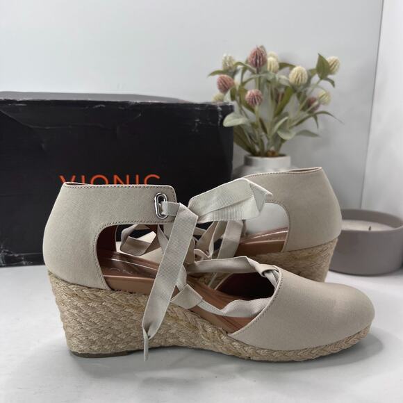 Vionic Kaitlyn Canvas Wedge Heels Beige 15261294 Women's 11 Medium NWB FLAW - Picture 7 of 12